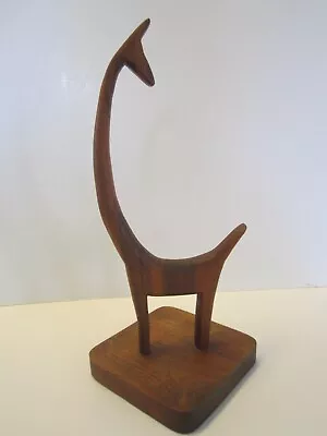 VTG Teak Wood Modernist Sculpture Llama Giraffe Stylized Minimalist Danish *Flaw • $67