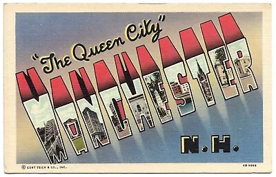 Manchester New Hampshire NH The Queen City Places Of Interest Linen Postcard • $4.95