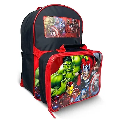 Avengers Backpack With Lunch Bag For Kids Marvel Matching 2 Piece School Bag Set • £16.45