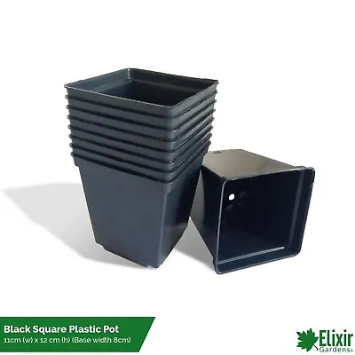 £8.09 • Buy 20 X 1 Litre Black Hydroponic Square Plastic Plant Pots | 11cm X 11cm X 12cm