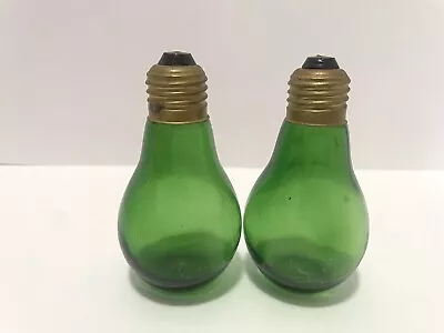 Vintage Circa 1940's /1950's Green Glass Light Bulb Salt And Pepper Shaker • $10