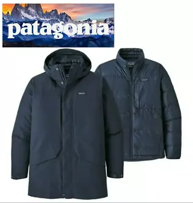 🥇 Patagonia Men's Tres 3-in-1 Parka NAVY Waterproof Insulated Medium Complete • $432