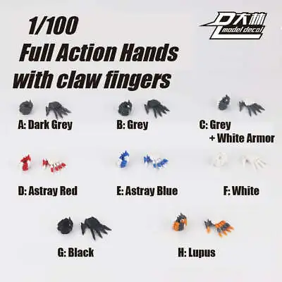 For MG 1/100 Full Mechanics RE D.L Action Hand Palm Claw Fingers A B C D E F G H • $6.97