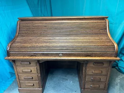 R D Bronson Roll Top Desk 1903 Beautiful Solid Oak Completely Refurbished • $100