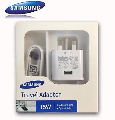 Genuine Fast Mains UK Charger & Micro USB Cable For Samsung Galaxy S5 S6 S7 Edge • £7.95