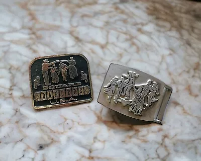 Vintage Square Dance Belt Buckles Lot Of 2 Square Dancing • $18