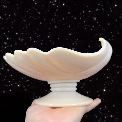Large Sea Shell Centerpiece Light Pink Milk Glass Footed Bowl Dish Glass Vintage • $65