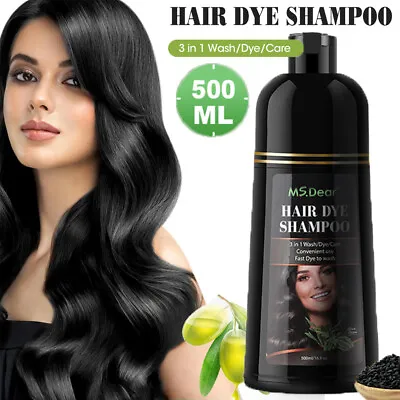 3 In 1 Hair Color Dye Shampoo For Women Men Grey Coverage Natural Black Hair Dye • £11.95