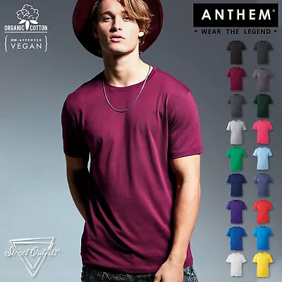 £7.65 • Buy Mens Luxury Organic Cotton T-Shirt Anthem Crew Neck Ringspun Short Sleeve Top