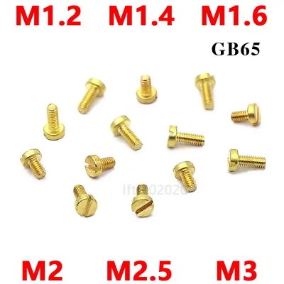 M1.2 M1.4 M1.6 M2 M2.5 M3 Cheese Head Screws Slotted Machine Screws Brass Din 84 • £6.06