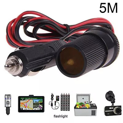 12V 5M Car Cigarette Cigar Lighter Extension Cable Adapter Sockets Charger Cords • £7.40