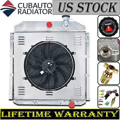 4 Row Aluminum Radiator Shroud Fan For 1955-1959 GMC Truck 4.4L 5.2 5.3 5.7 6.1L • $309