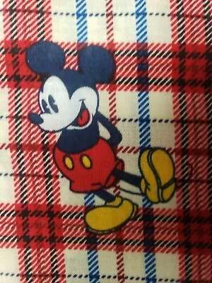  DISNEY Mickey Mouse   Mickey On Woven Plaid  Cotton Fabric  1/2 Yard 18 X42  • £7.71