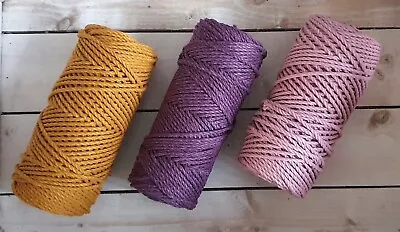 4mm Twisted Cotton Cord Rope Macrame Boho DIY Honey Blackberry Dusty Pink. • £1.65