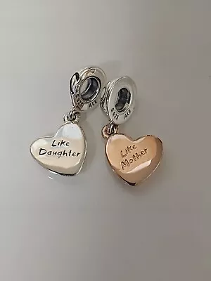 Authentic Pandora Mother & Daughter Heart Split Dangle Charm #787783en16 • $55