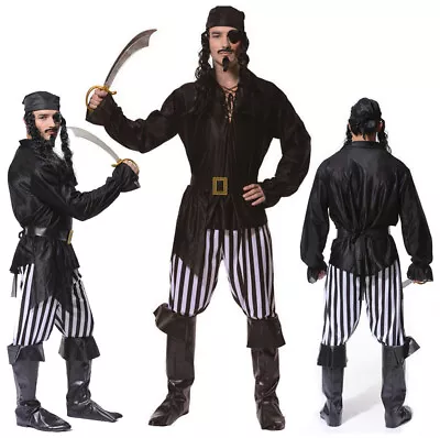 Mens Caribbean Pirate Captain Jack Sparrow Adults Fancy Dress Book Week Costume • $49.49