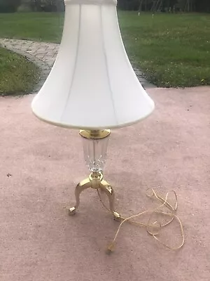 Antique Brass & Leviton Crystal Table Lamp • $120