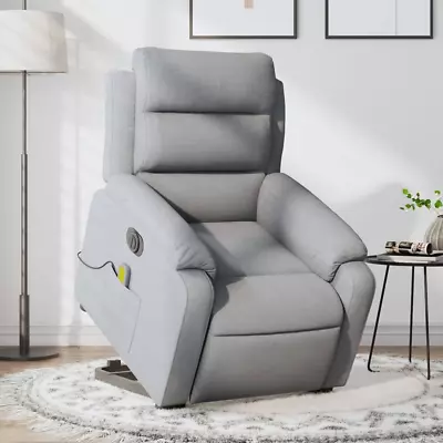 VidaXL Electric Stand Up Massage Recliner Chair Light Gray Fabric • £479.81