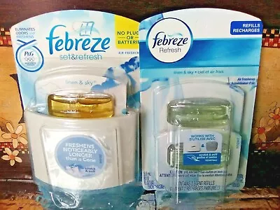 $29.75 • Buy 3 Febreze Set & Refresh LINEN & SKY Refills Fit Small Spaces