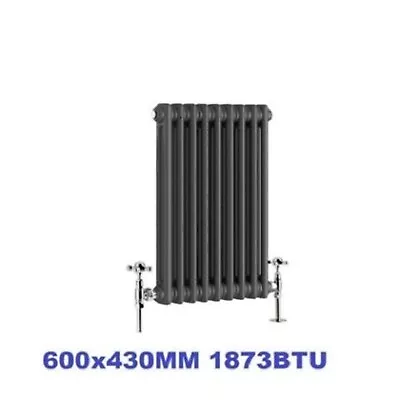 Traditional Anthracite 2 Column Radiator Horizontal Central Heating 600x430mm • £55