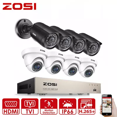 ZOSI 1080P 8 Channel Home DVR Security Camera System CCTV Outdoor IR 0-2TB HDD • $82.99