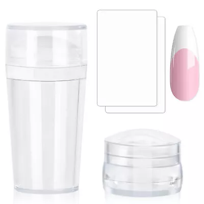 Silicone Transparent Nail Art Stamping Kit Frenchs Manicure Plate Stamp Stamper • $11.98