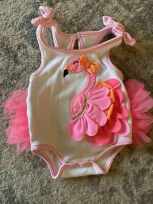Mud Pie Baby Girl 3-6 Month Flamingo Applique Romper • $25