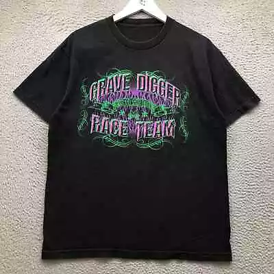 Grave Digger Race Team Monster Jam Shirt Men Medium M Short Sleeve Graphic Black • $19.99