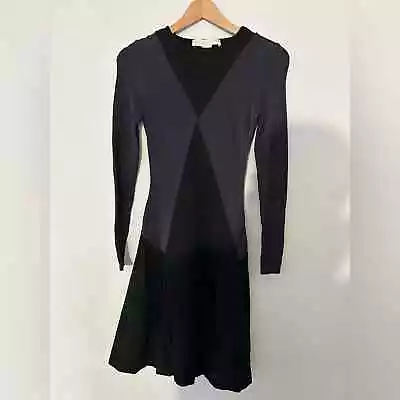 Stella McCartney Black And Grey Colorblock Long Sleeve Mini Dress • $85