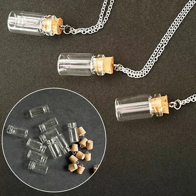 £3.98 • Buy 10Pieces Small Glass Bottles With Cork Stopper Pendant Vial Cute Mini Jars