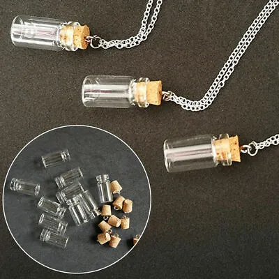 10Pieces Small Glass Bottles With Cork StopperPendant Vial Cute Mini Jars UK • £3.98