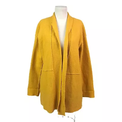 Tahari Mustard Yellow Boiled Wool Blend Open Front Jacket Coat Size Small • $46.95