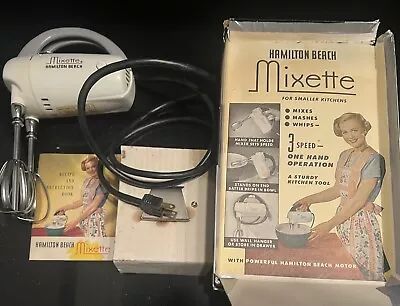 Vintage Hamilton Beach 51FM Mixette 3 Mixer  Manual Original Box Wall Bracket • $29.99