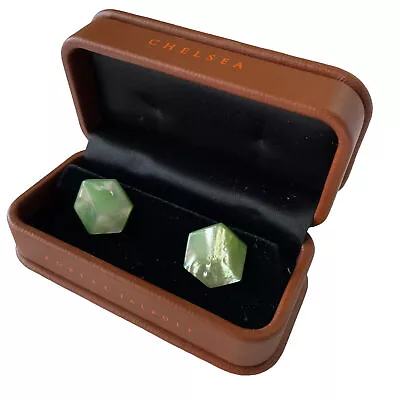 Robert Talbott Chelsea Cuff Links NWT Green “Jade” Chrome $325 • $125