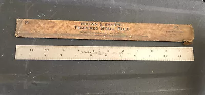 Brown & Sharpe Vintage Metal Tempered No 4 Ruler- USA 12 IN Case • $25