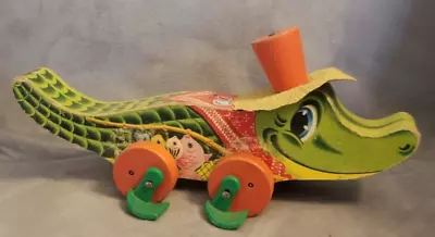 Vintage Fisher Price Pull Toy   ALLIE GATOR  Alligator #653 • $14.99