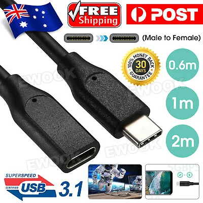 $7.55 • Buy 1M USB 3.1 Type-C Male To Female Extension Cable USB-C Thunderbolt 3 Extender AU
