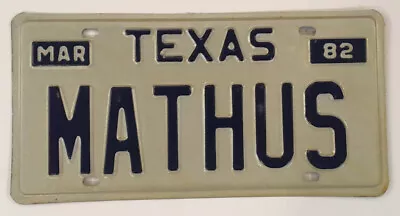 Vanity MATHUS MATTHEW License Plate  Matthews Matt Mathew Mateo Matthieu Mathias • $79.99