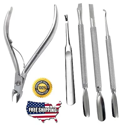 Cuticle Nipper Pusher Ingrown Toenail Lifter  Pedicure Nail Care Tools (5 Pc) • $9.99