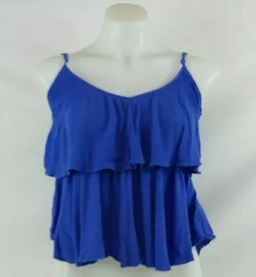 Double Zero Royal Blue Ruffle Tier Spaghetii Strap Midriff Shirt Womens Sz Small • $15