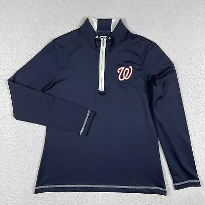 Washington Nationals Pullover Womens Medium Blue 1/2 Zip Ladies MLB Nats Top • $18