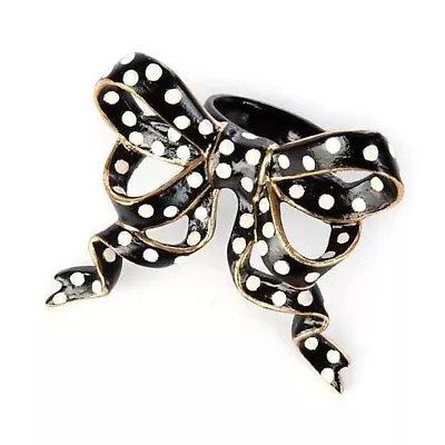Brand New Mackenzie Childs Bow Napkin Ring-Dots-Black & Ivory • $35