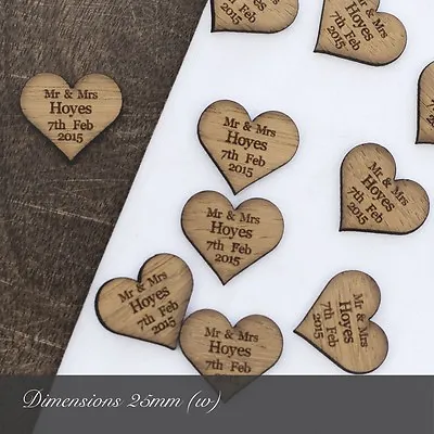 £11.99 • Buy Personalised Wooden Heart Table Decorations, Rustic, Vintage Wedding Favours.