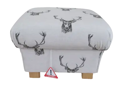 Storage Footstool Fryetts Stag Heads Fabric Pouffe Grey Deer Footstall Bespoke • £129.95