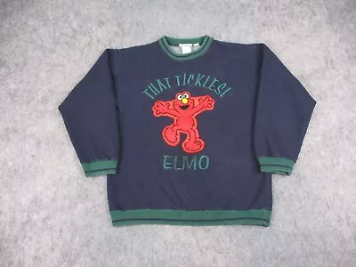 Vintage Sesame Street Sweatshirt Mens Medium Blue Sweater Tickle Me Elmo Patch • $26.99