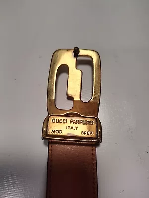 Vintage Gucci Double Sided Belt Brown & Cream Leather Women's Small • $75