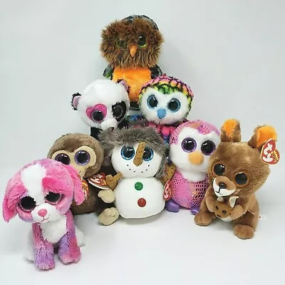 Lot 8 Ty Beanie Boos Owl Sherbet Coconut Buttons Kipper Stuffed Animal Plush Toy • $40