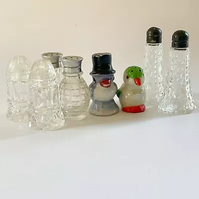 Lot Of 4 Vintage Salt And Pepper Shakers Glass And Porcelain • $18.98