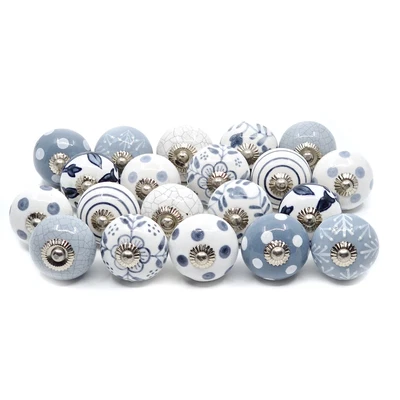 £11.99 • Buy 10/20/30 Round Grey White Ceramic Knob Pull Handle Door Cabinet Drawer Cupboard