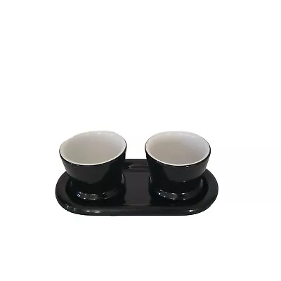 Michael Graves Ceramic Condiment Dipping Bowls W/Oval Plate Set Post Modern 80s • $29